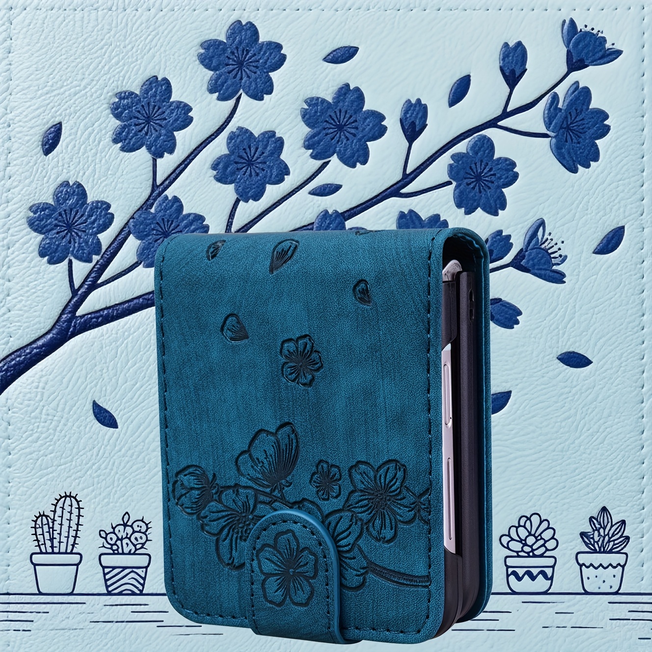 phone case phone case phone case this case is compatible with z       z flip4 and   it shows a cute sakura   with a magnetic flip including wallet function with card slot