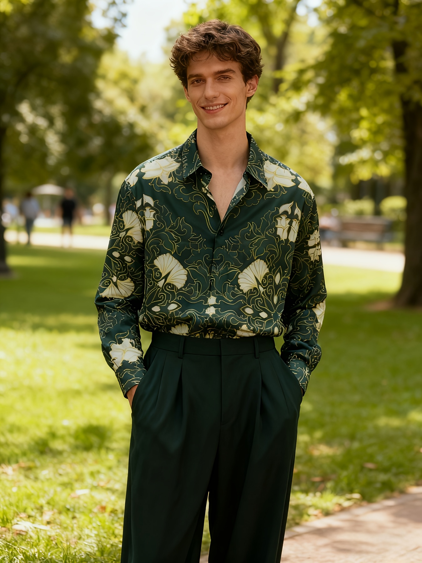 Green Paisley Shirt Emerald Dress Shirt Green Dress Shirt Men Bahrain