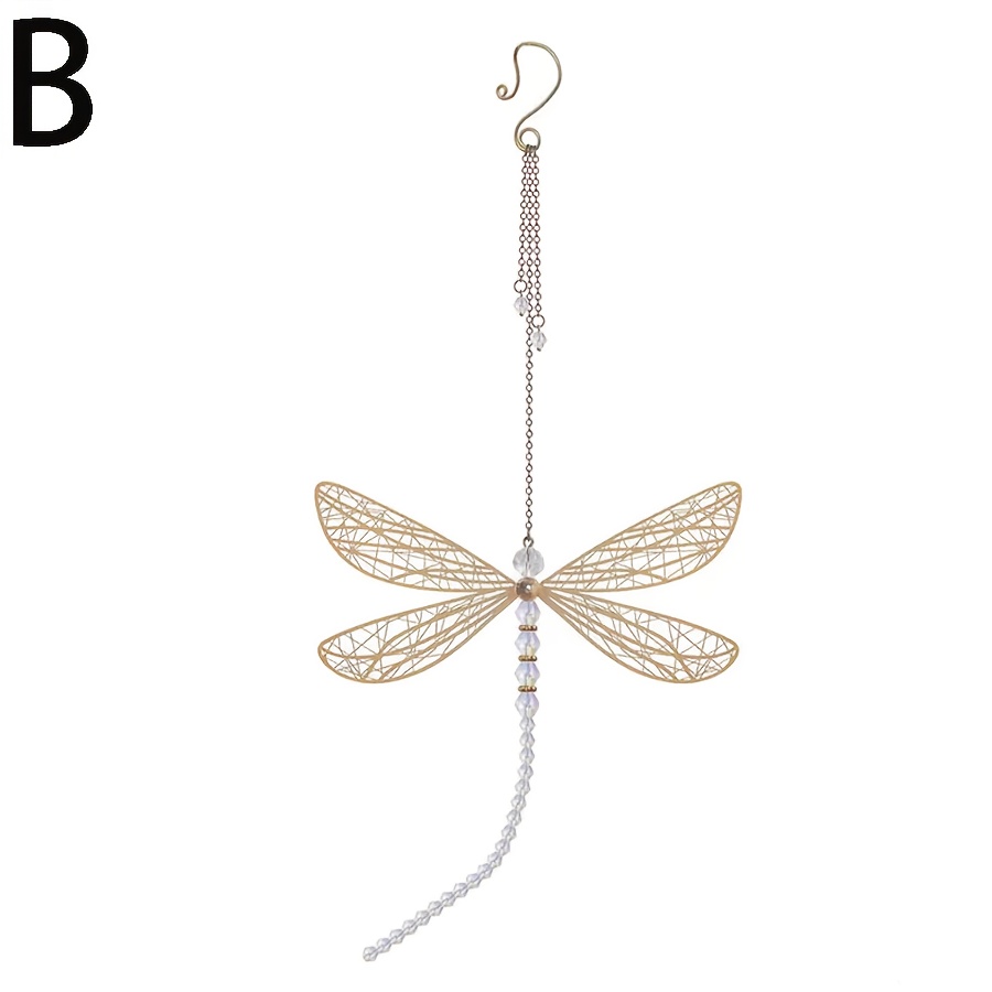 1pc Moth - Decorative Metal Wing Hanging Prism With Gemstone Accents For Garden, Home And Car