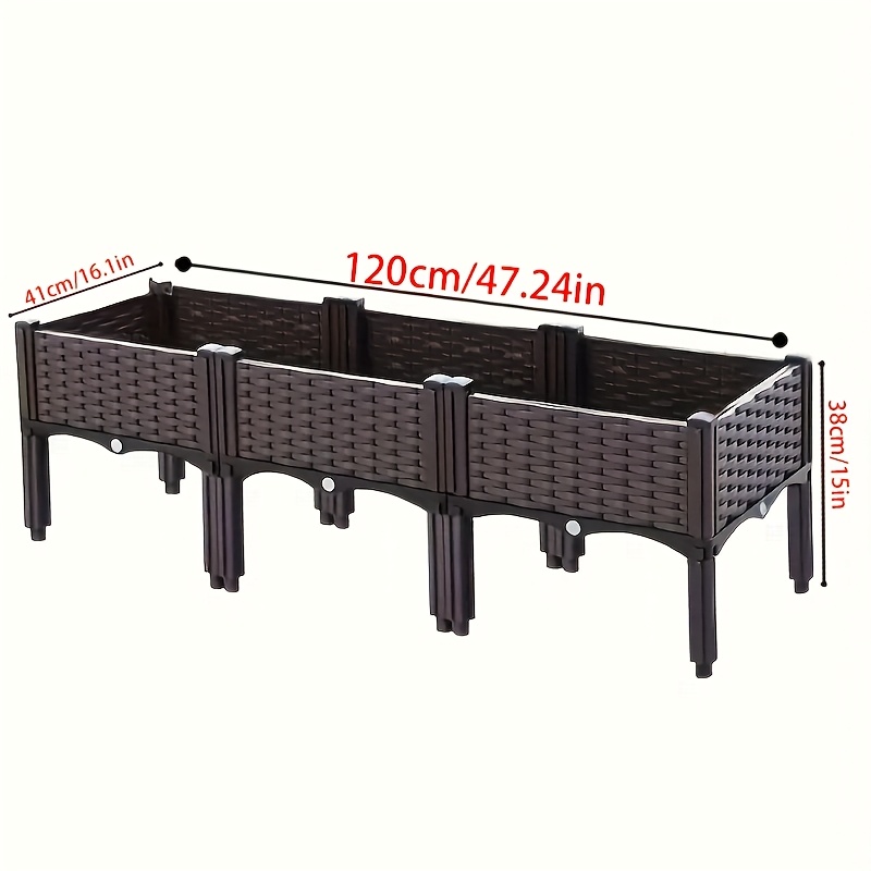 elevated planter box durable plastic material suitable for outdoor patios courtyards flower beds rectangular flower planting raised herb planter box