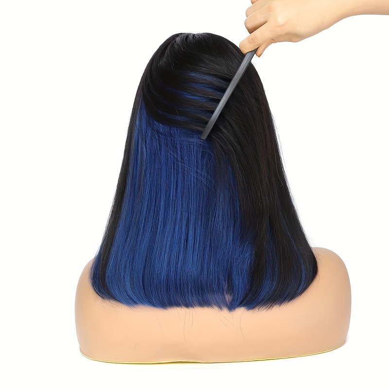 Red Blue Highlight Transparent 4x2 Lace Human Hair Bob Wig Temu