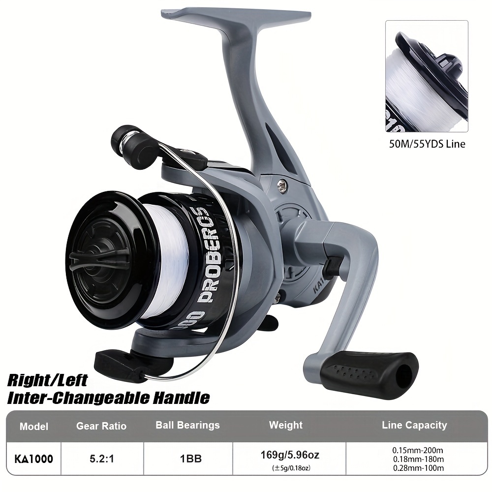 REELSKING Gear Ratio Up to 5.2:1 Spinning Fishing Reel with Exchangeable  Handle Automatic folding for Casting