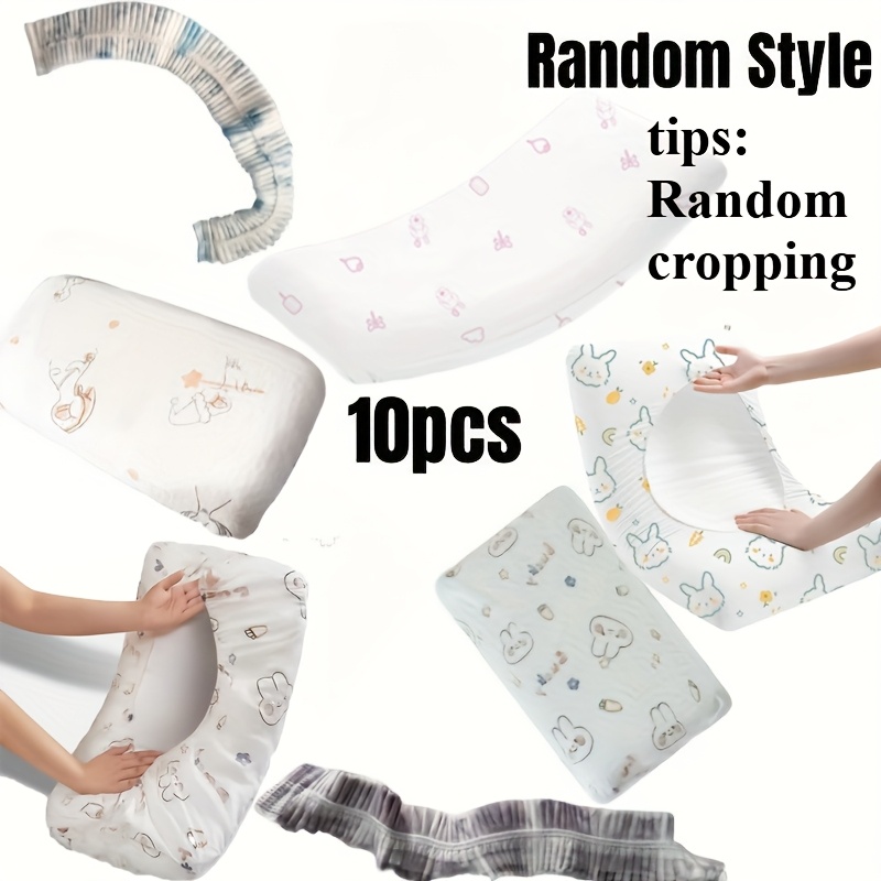 Image of 10 Disposable Pillowcase Covers - Soft Breathable Hygiene Protection For Travel, Hotels, Train Berths & Salons, Cute Bunny & , Semi-transparent Material, Beauty Supplies, Fun Patterns (random)
