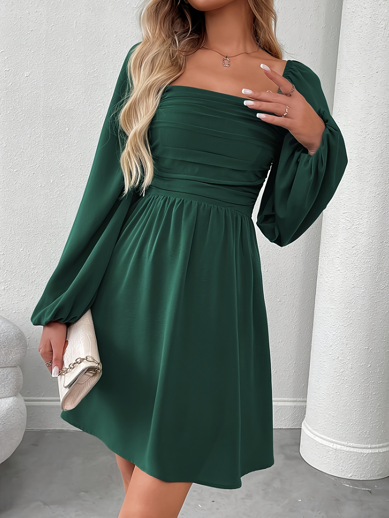 casual forest green dress Linka Off-Shoulder Tie Back Midi Dress Forest Green