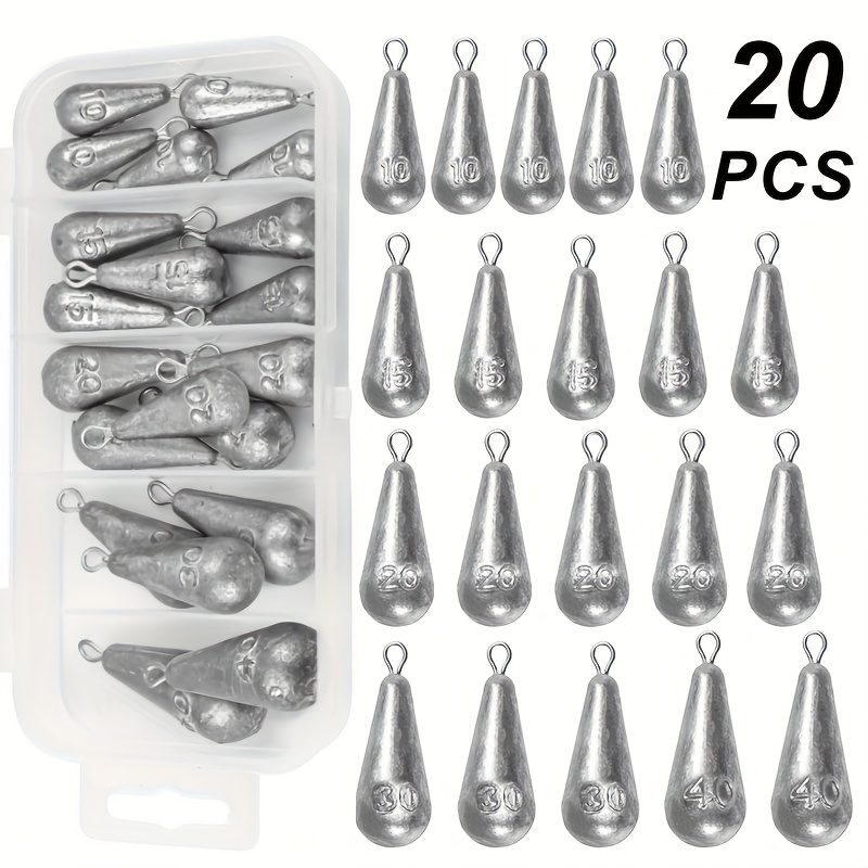 Image of 20pcs/box Lead Sinker Water Drop Hanging Ring Lead Sinker Set