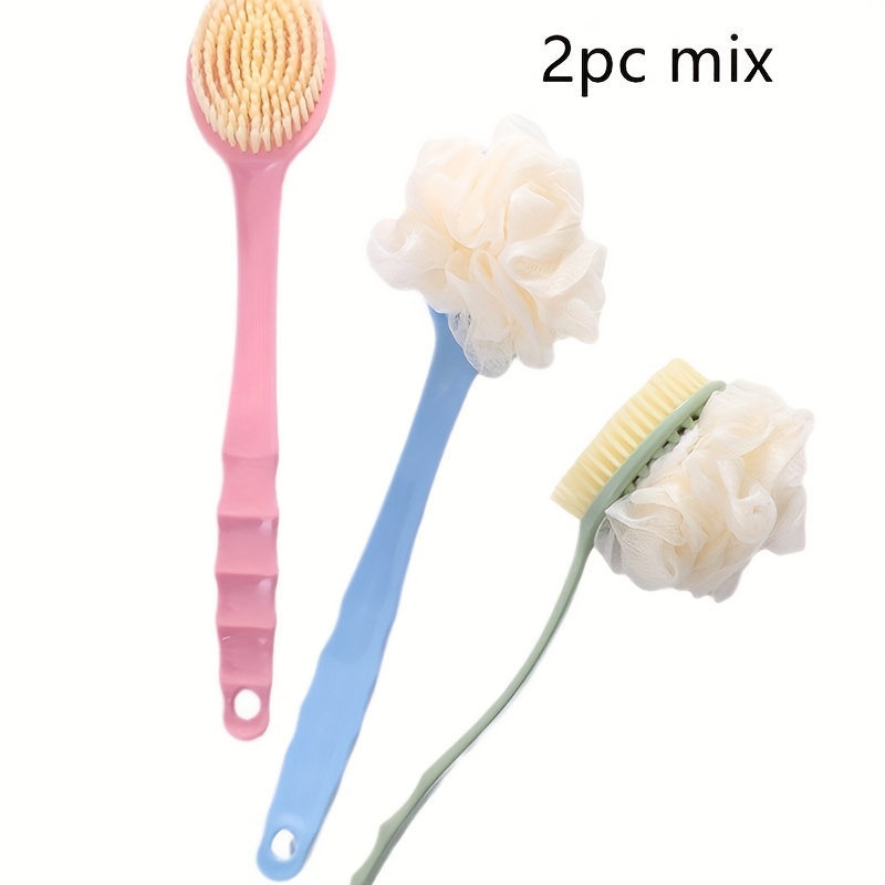 TEMU 1pc/2pcs Random Color Mud Long Handle Soft Brush Rub Back Body Massage Japanese Bath Brush