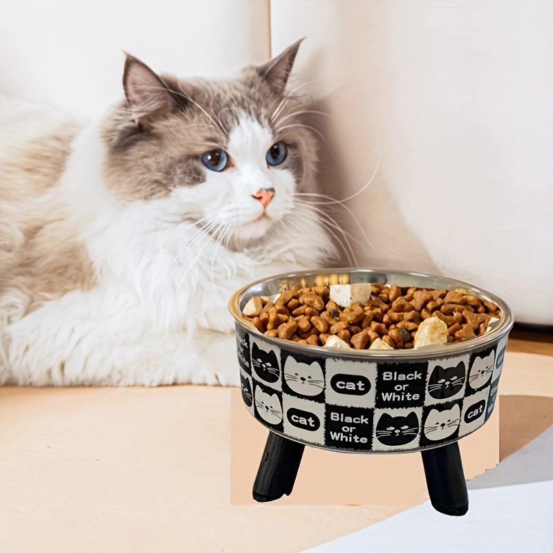 

Elevated Cat Feeder Bowl With Stand, Stainless Steel Raised Cat Food Bowl Water Basin With Non-slip Base