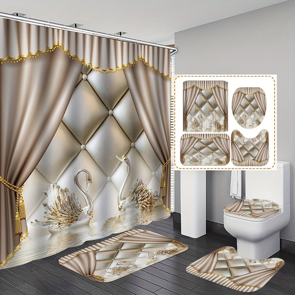 Whale Pattern Waterproof Fabric Shower Curtain Bathroom Mats - Temu