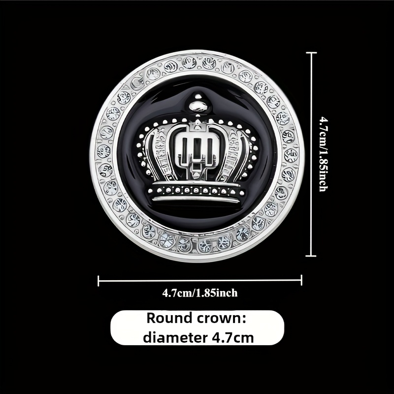 1 Exquisite Car Modification Metal Crown Decal With 3d Rhinestone Round Crown Side And Rear Body Sticker