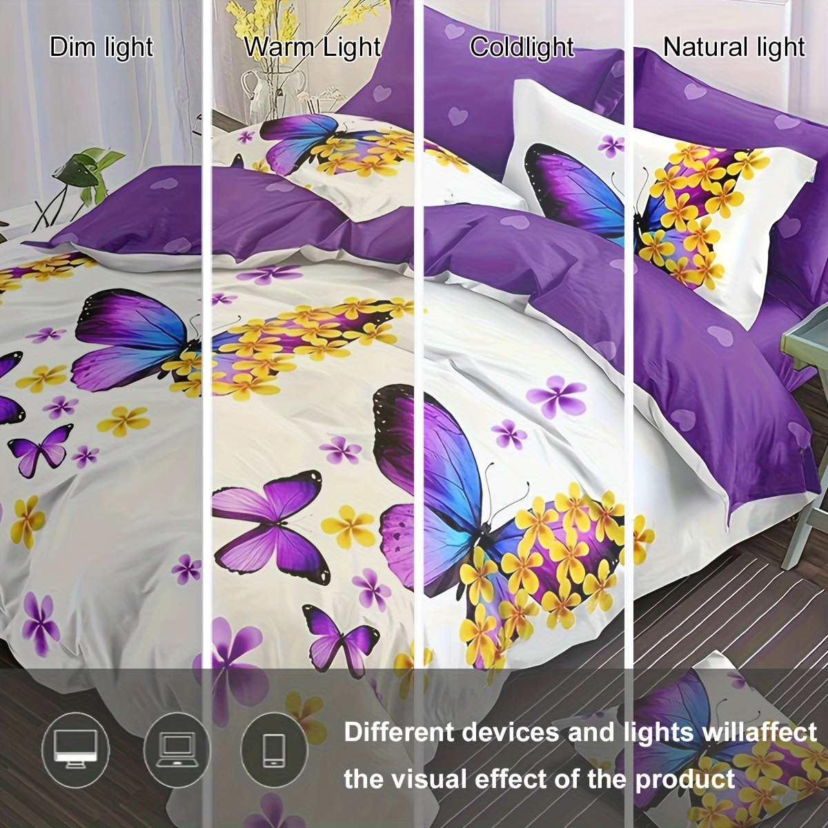 Duvet Cover Set Butterfly Flower Pattern Bedding Set Soft - Temu