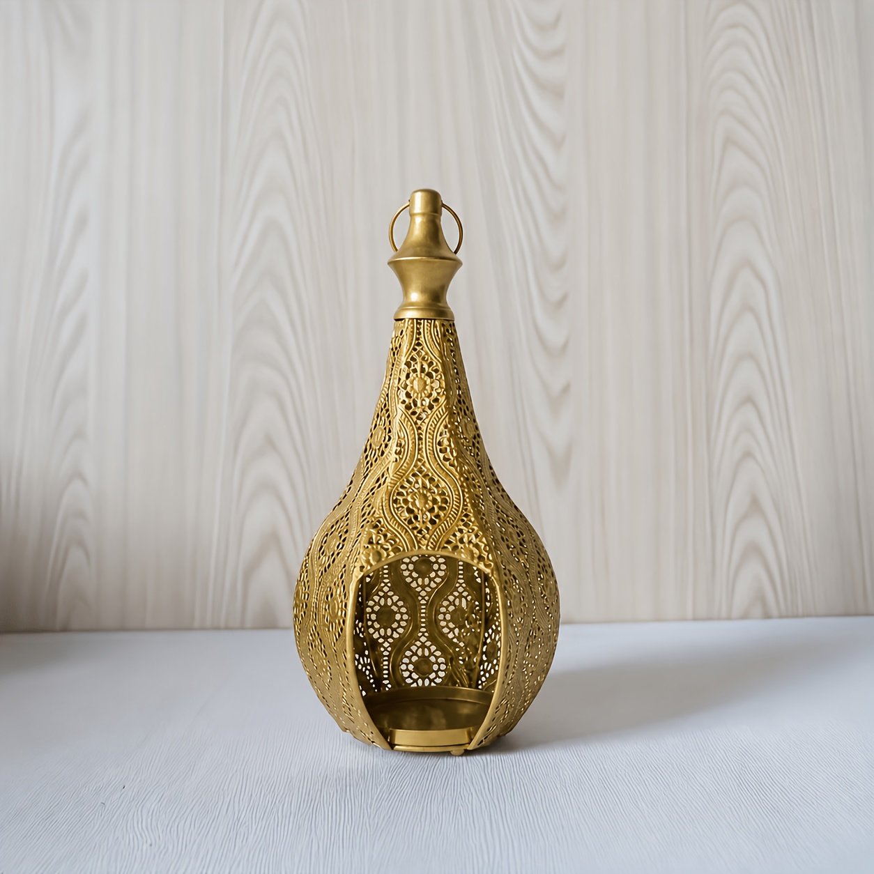 Image of Elegant Metal Lantern Candle Holder - Decorative Tabletop Lantern For Home, Perfect For Chinese New Year & Celebrations (candles Not Included)