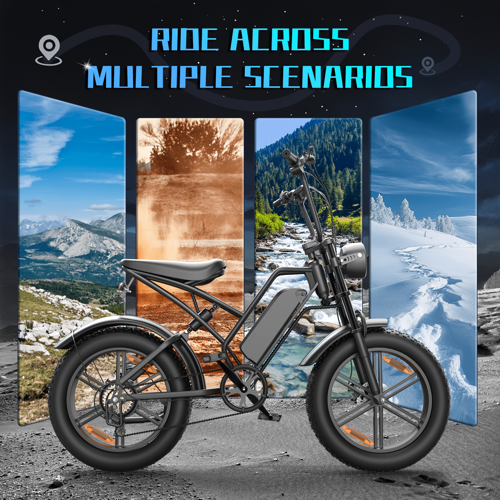 bicycle   with a 48 volt 500 watt motor 20 inch wide tires heavy duty design comfortable suspension     for adventure enthusiasts   performance and   Product details 1