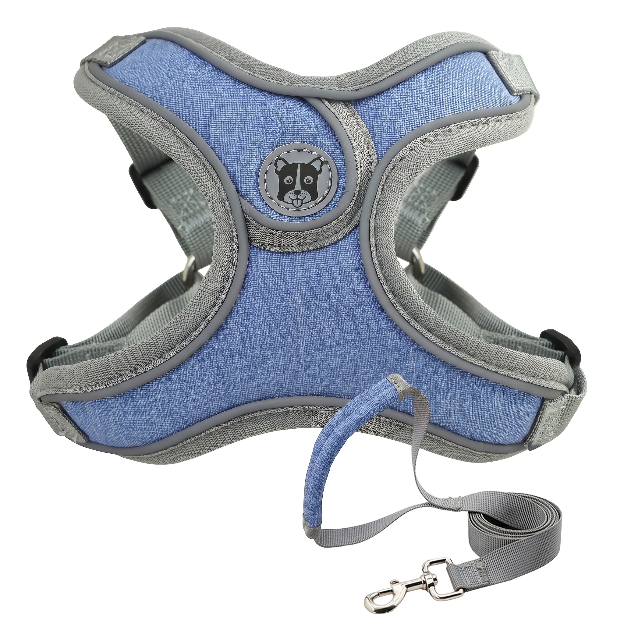 TEMU Gilet de Poitrine Réglable pour Chien et Ensemble de Corde de Traction, Respirant avec Bandes Réfléchissantes, Convient aux Chiens de Petite et