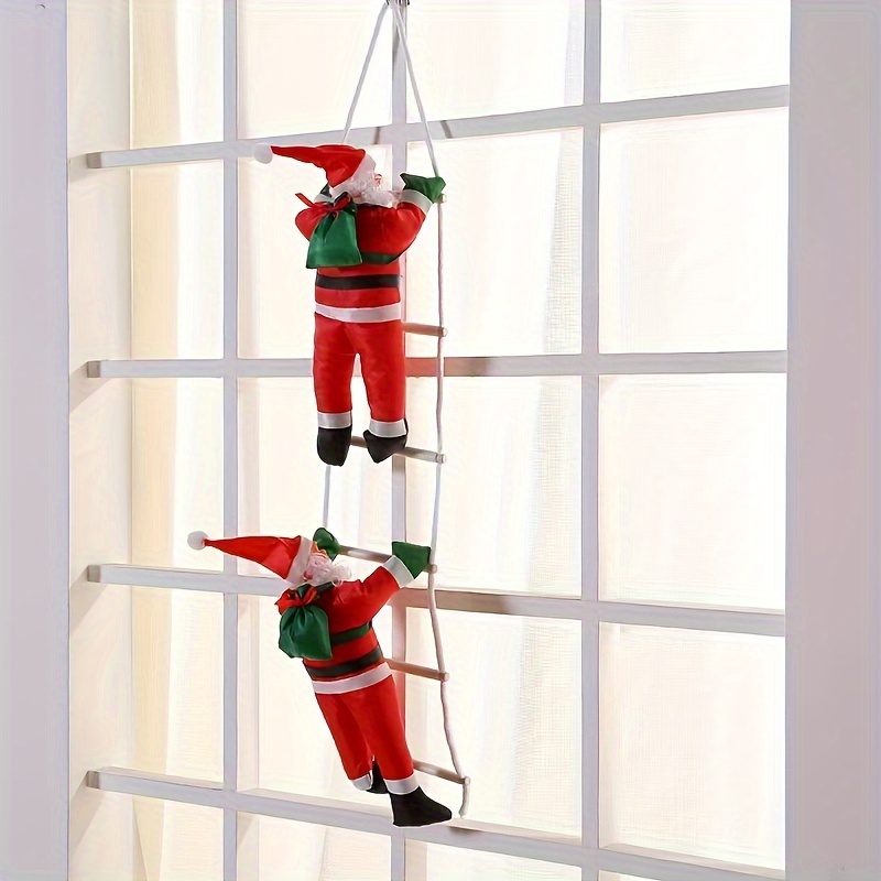 

Santa Claus On Ladder Christmas Decoration - Wall Hanging Polyethylene Santa Claus Figurines, Holiday Party Props, No Power Needed, Battery-free, Christmas Theme Art Craft Supplies