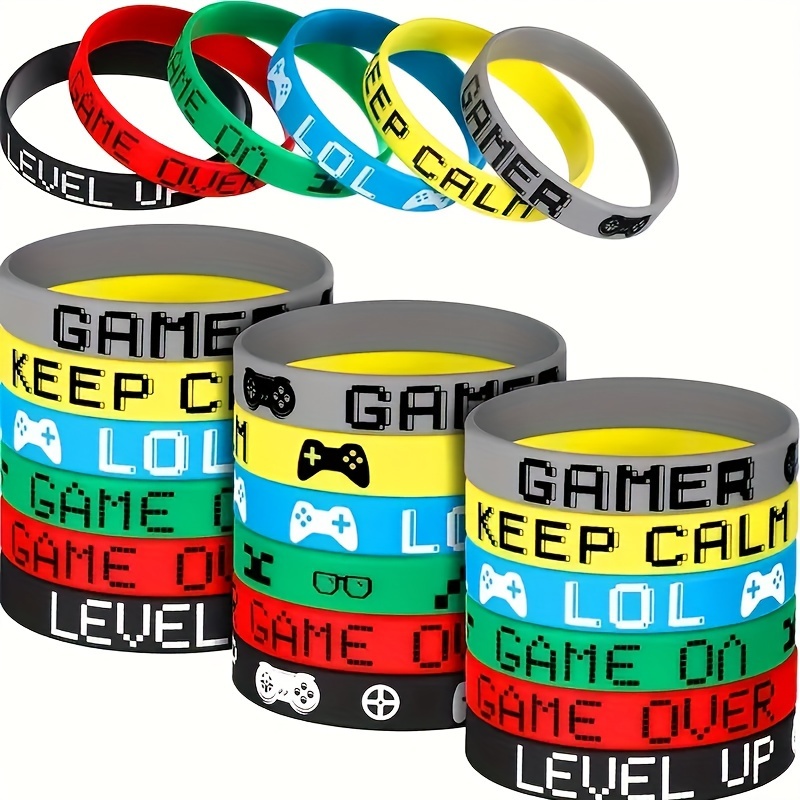 

6/12pcs Gamer Silicone Wristbands - Rubber Bracelets For Gamers, Game Party Favors & Great Gift Idea, Game Silicone Wristbands