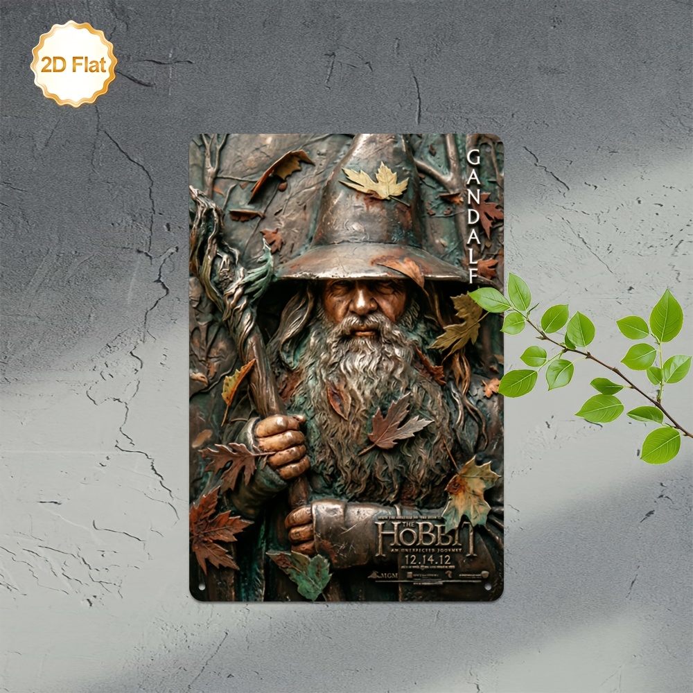 immagine dell'articolo 2D Flat - 1pz Targa in Alluminio 20.32 X 30.48cm 2D Flat, Placca in Metallo a Tema Gandalf Lo Hobbit, Ideale per Decorare Bar di Casa, Man Cave, Sala Giochi, Garage, Studio e Soggiorno