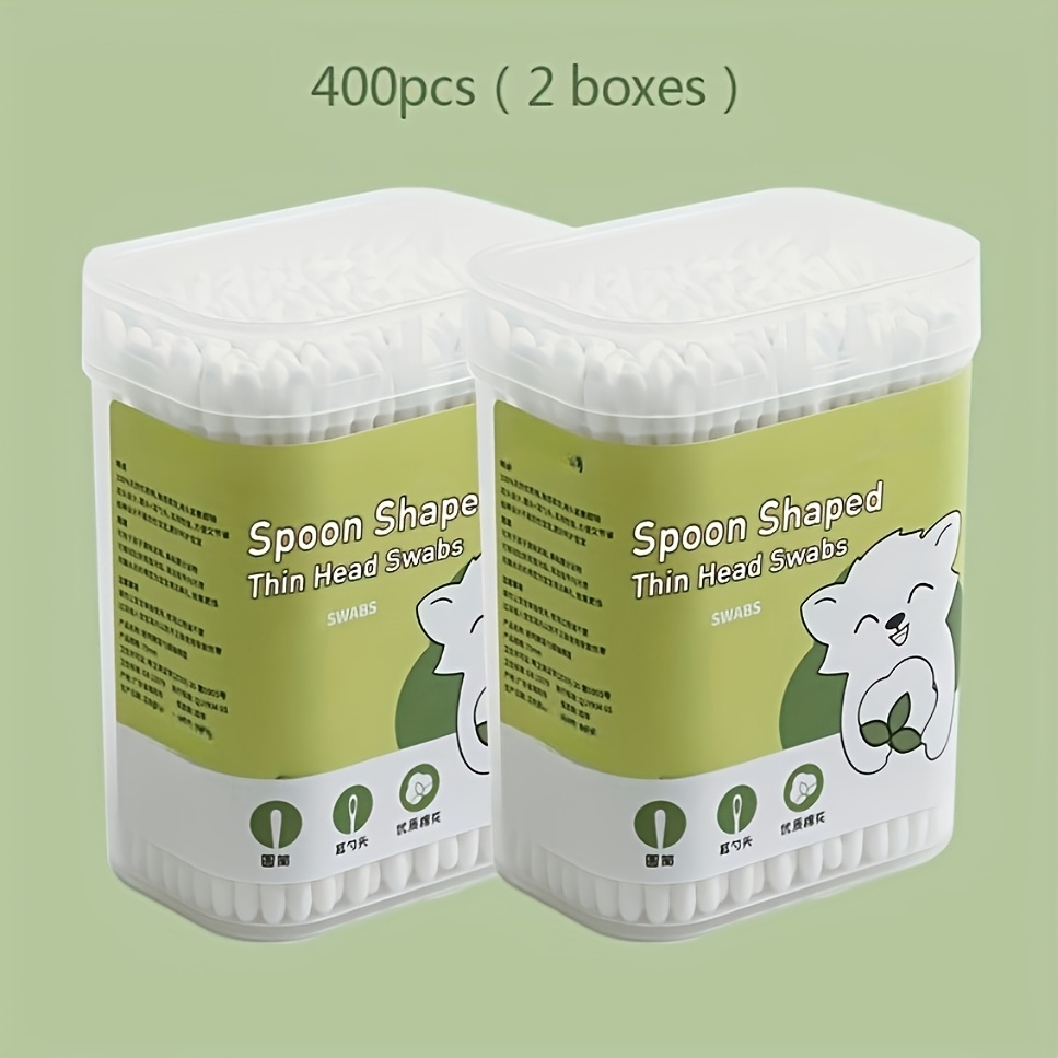 TEMU 400pcs 2 Boxes Spoonshaped Ear Swabs Doubleended Swabs Disposable Doubleended Cleaning Swabs For Newborns And Infants Safe Cleaning TEMU 400pcs 2 Boxes Spoonshaped Ear Swabs Doubleended Swabs Disposable Doubleended Cleaning Swabs For Newborns And Infants Safe Cleaning