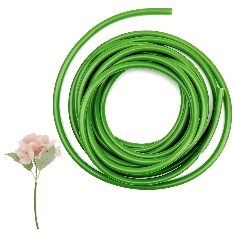 TEMU 1 rouleau de 5 mètres/16, de tube souple vert pour tiges de fleurs, manchon, accessoire de bouquet artificiel, pour lier les tiges de fleurs