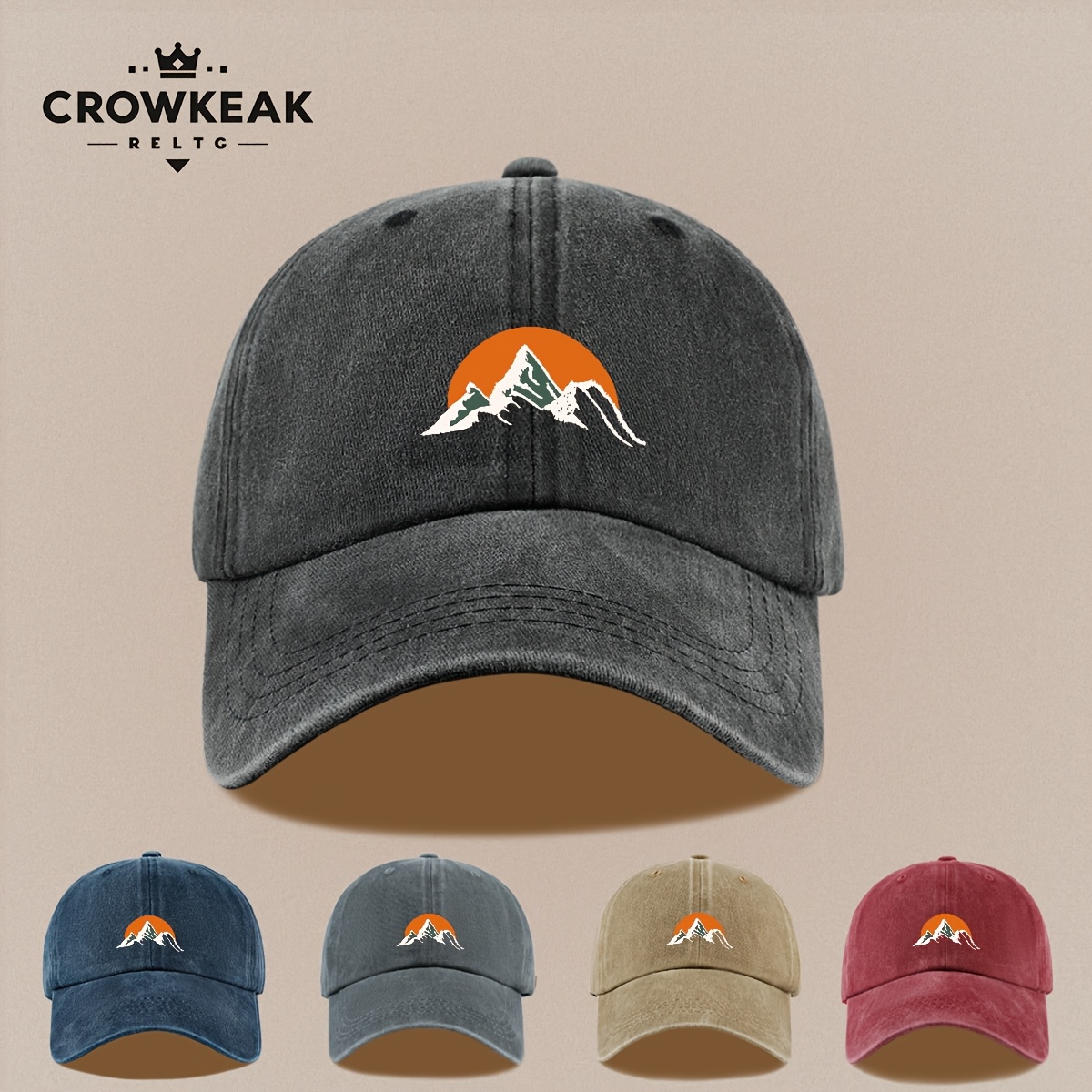 Sunset Mountain Pattern Baseball Cap, Lightweight & Adjustable