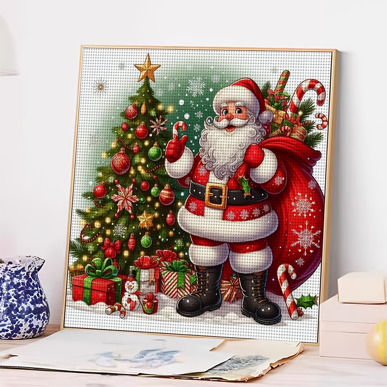 Cross-Stitch Kit Featuring 'Santa Claus And Christmas Tree'