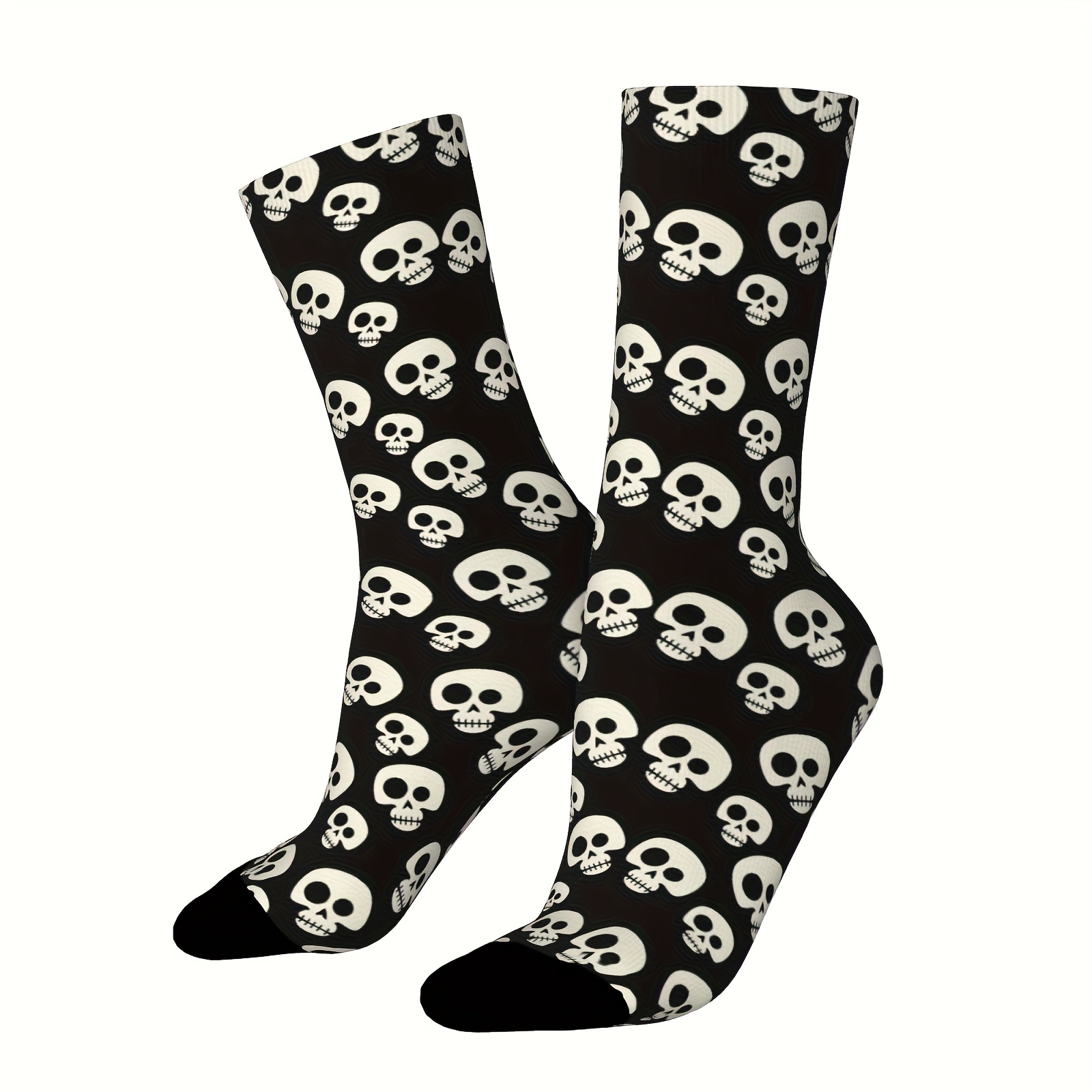 TEMU Un par de calcetines unisex para exteriores con diseño de calavera, media caña, lavables a máquina, ideales para amantes de los deportes al ,