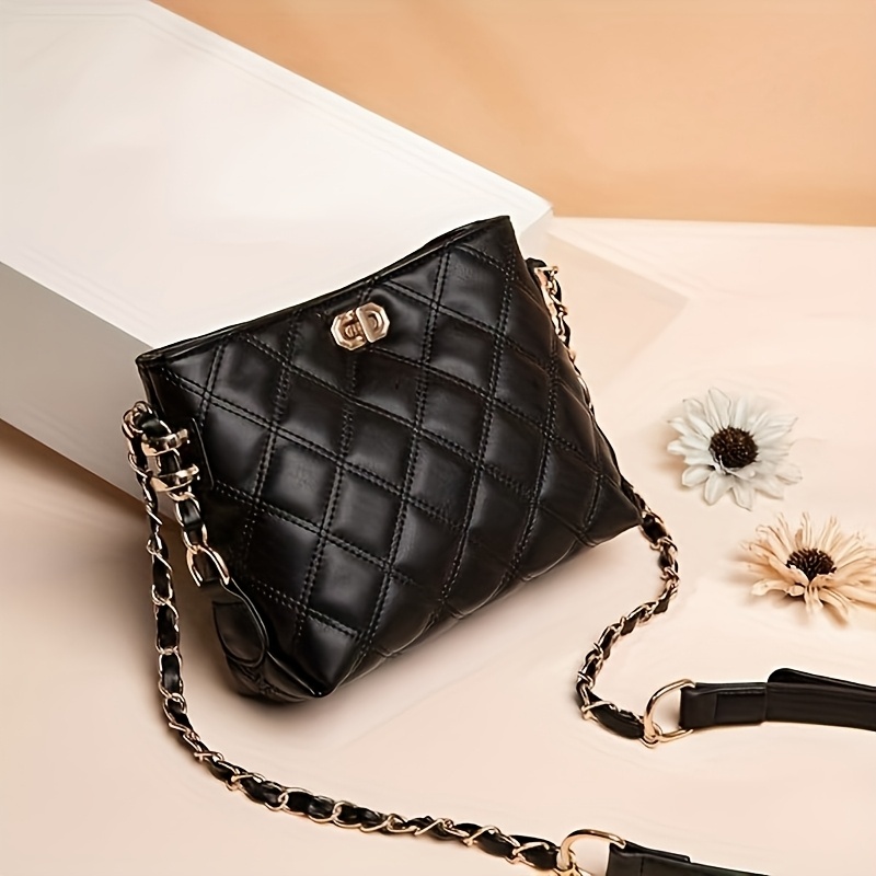 Women's Diamond Check Weave Small Body Bag Fashion Lightweight Handbag Shoulder Bag