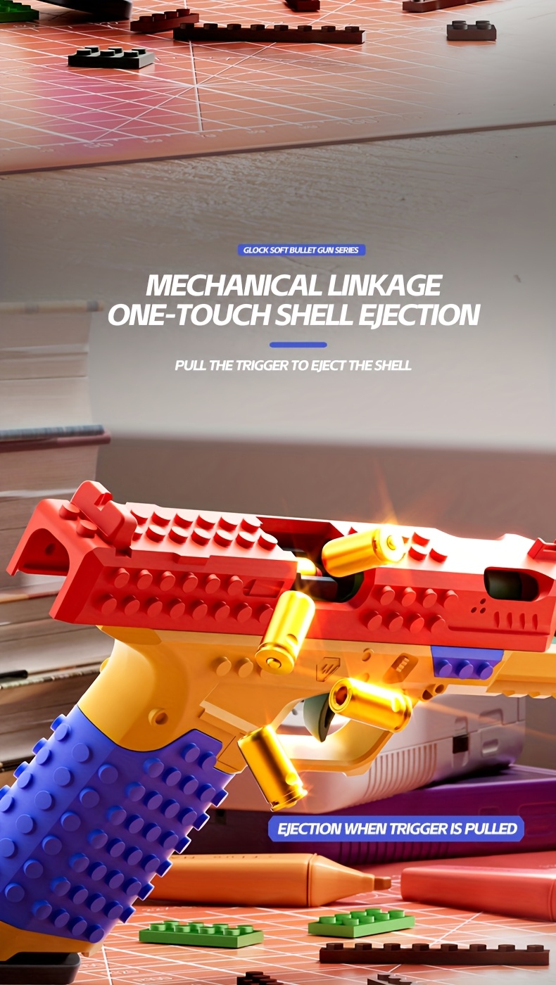 1set automatic ejection building block gun stem educational toy teenagers building block gun parent child assembly building block gun automatic ejection mechanical structure setchildrens creative construction toy diy design gun body building Product details 4