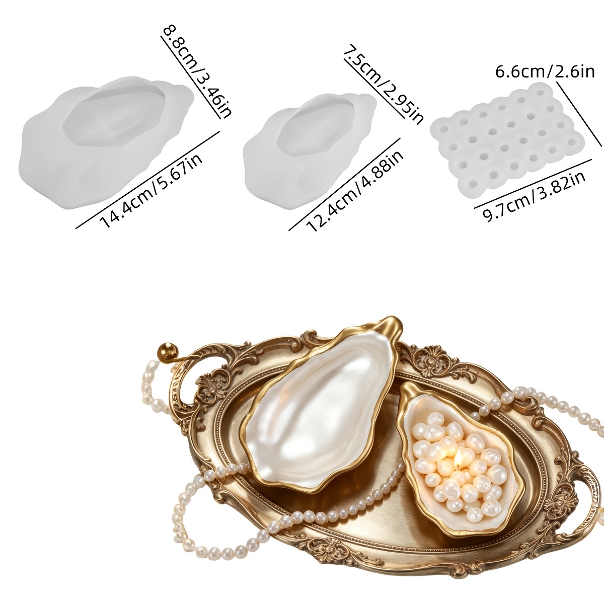 TEMU Resin Silicone Molds 3d Mini Candle Mold Large Oyster Shell Candle Holder Mold Clay Plaster Ocean Theme Storage Box Molds For Diy Handmade Conch