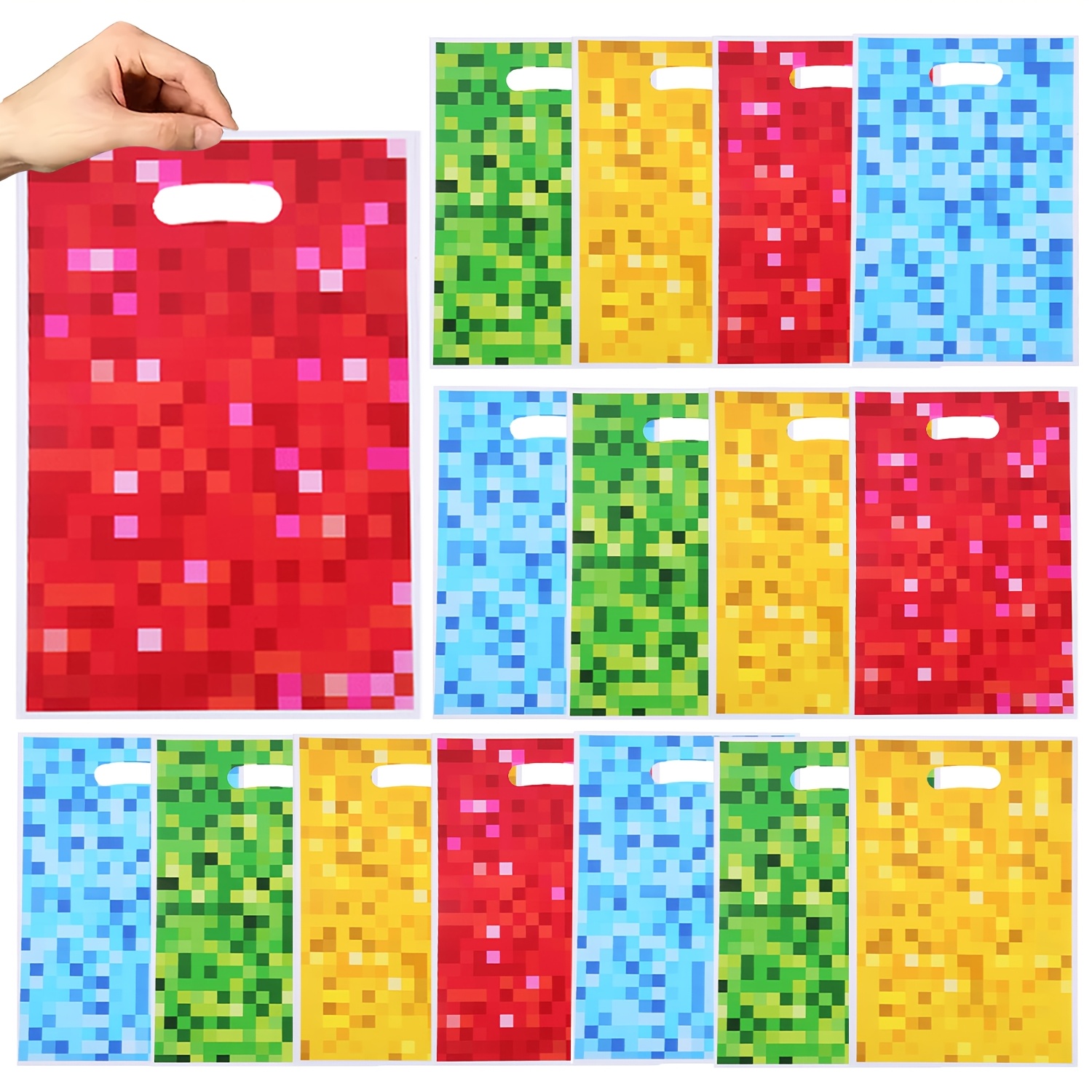 30pcs Colorful Pixel Pattern Tote Bags