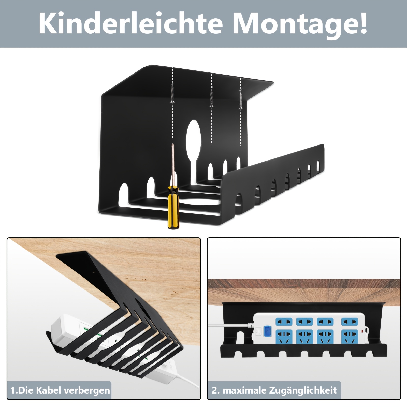 Under-Desk Cable Management Organiser with Cable Ties