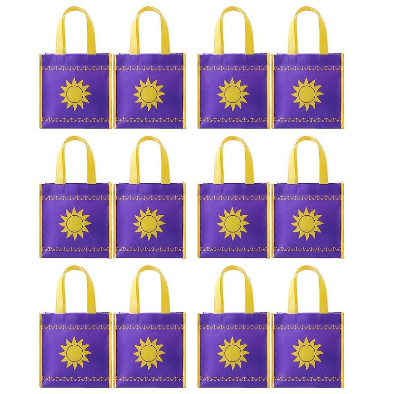 TEMU Lot de 12 sacs de fête Princesse Soleil Violet, sacs cadeaux de Soleil Violet en non-tissé avec poignées 7,8 pouces, pochettes Princesse