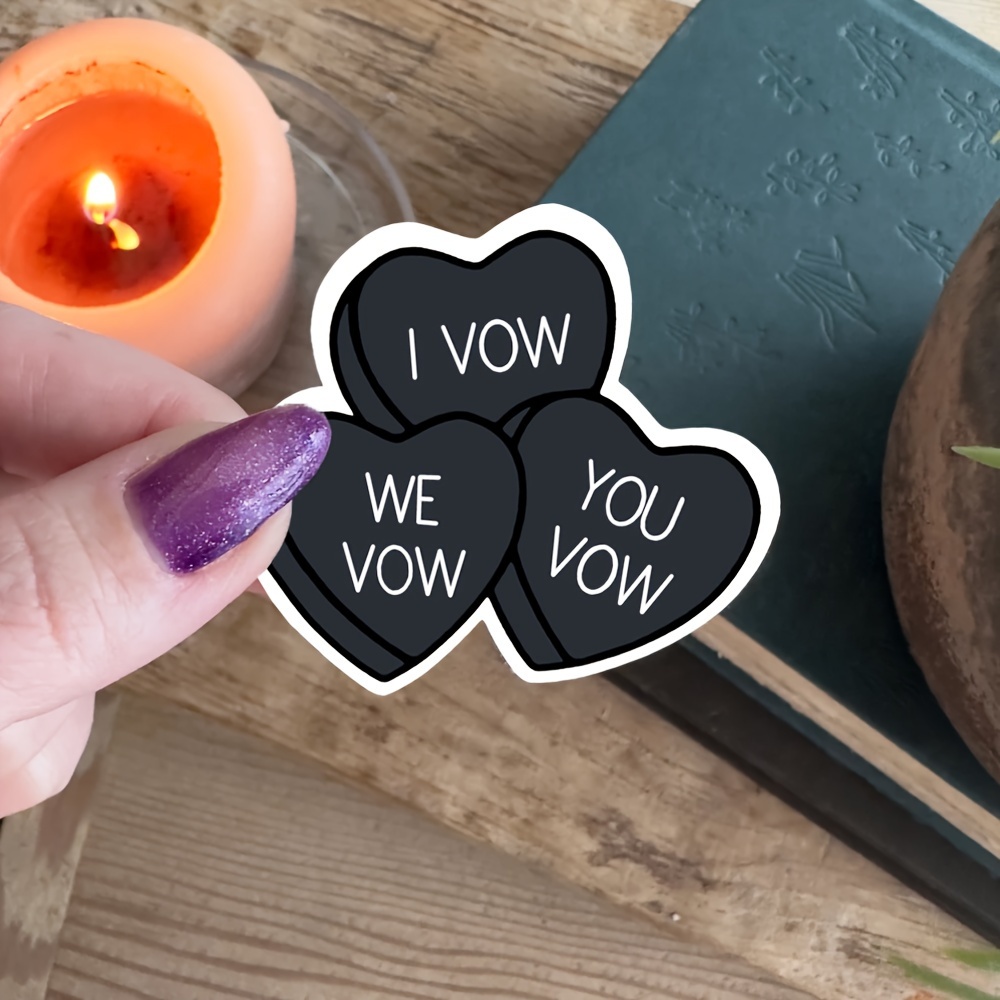 

Romantic Candy Heart Vinyl Stickers - " You, We Vow You" | Ideal For & Book Merchandise | Dark Themed Office Supplies, Goods, Favors, Dark Theme, Favors