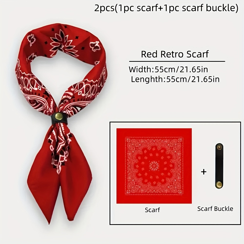 Paisley Square Scarf And Scarf Bandana Headscarf Combination For Men And Women, 100%, Scarf Tie And Scarf Ring Combination, Hip-hop Decoration Music Festival Concert Outfit