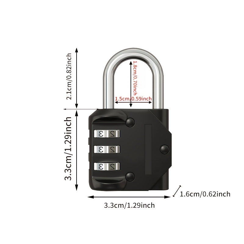 TEMU Thickened Stainless Steel 3-digit Password Lock Home Outdoor Waterproof Rust-proof Anti-theft Lock Dormitory Wardrobe Cabinet Drawer Door