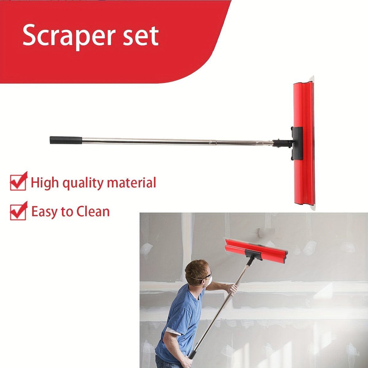 Drywall Skimming Blade Set With Portable Case With 40/60/80cm Skimming And 90-200cm Extension Handle, Drywall Finishing Tools For Plasterboard And