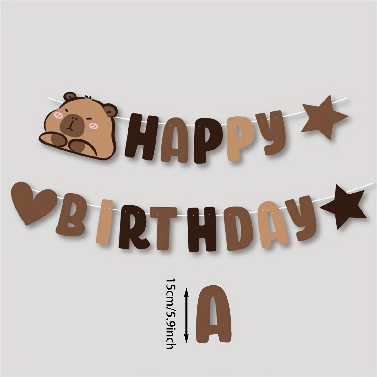 1pc Capybara Cute Happy Birthday Letter Banner Full 30/100/120 Days Party Decoration Party Banner, Banner