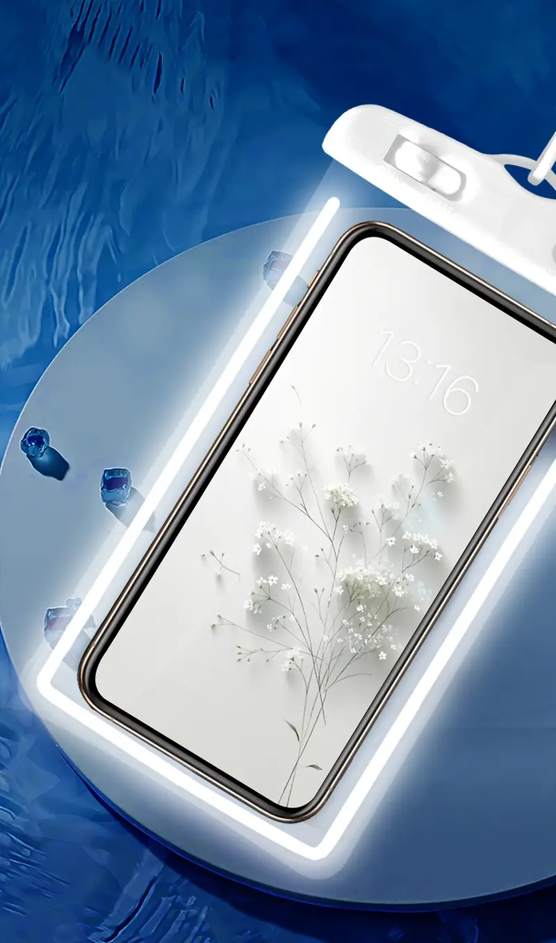 2件装夜光防水手机包触控萤幕游泳自封密封袋沙滩潜水摄影漂流透明防水手机壳 商品详情 1