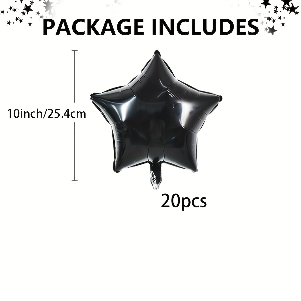 Image of 20pcs 10 Inch Large Black Star Shape Foil Balloons Stars Helium Mylar Ballons For Birthday Wedding Shower Anniversary Engagement Party Decorations Supplies