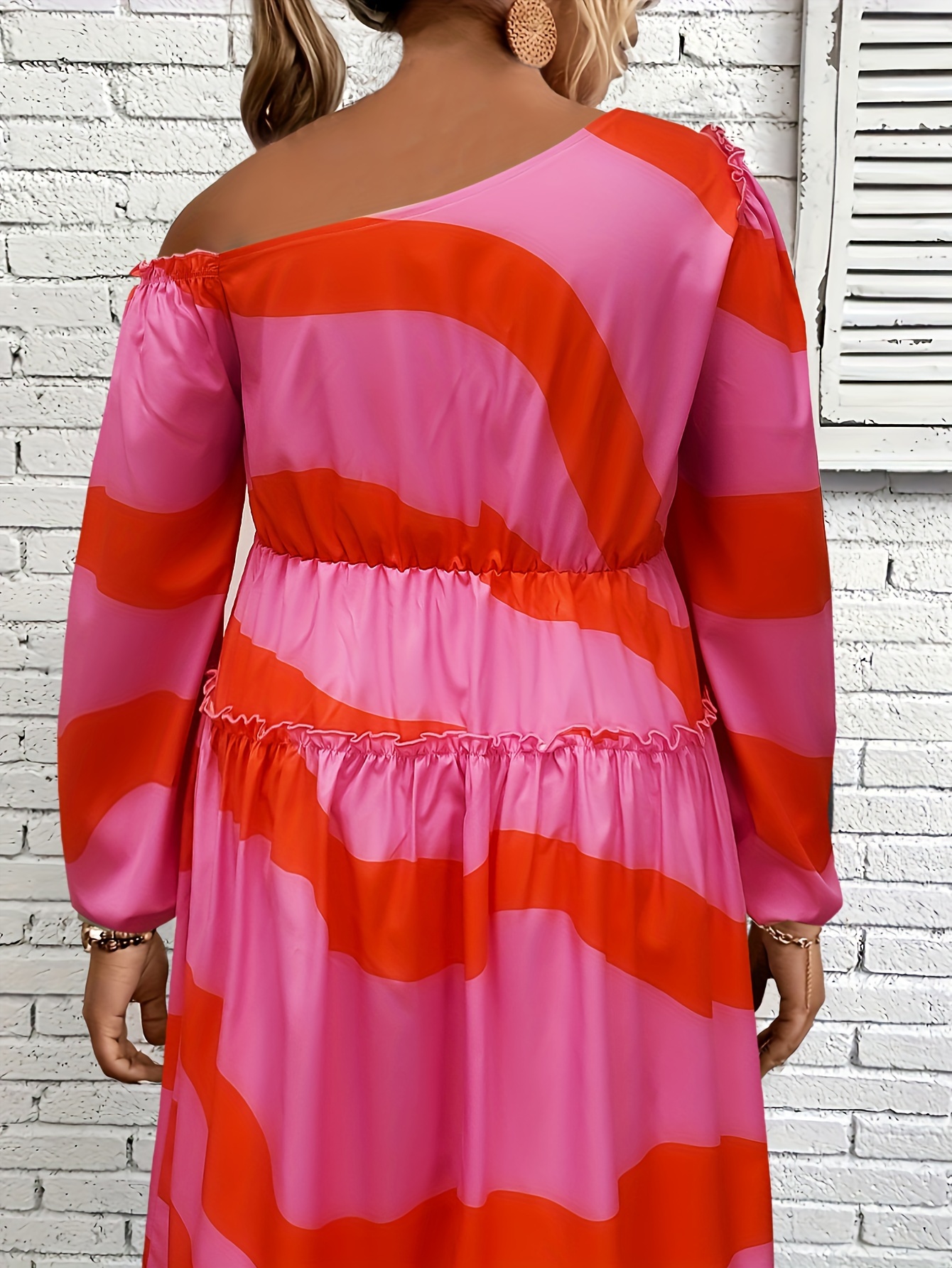 asymmetrical trim puff sleeve dress KIKI and JOJO
