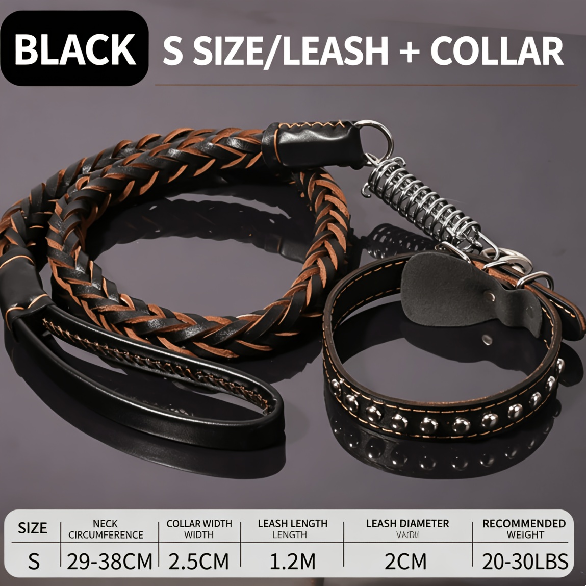 Anti-Pull Genuine Cowhide Dog Leash for Large Breeds