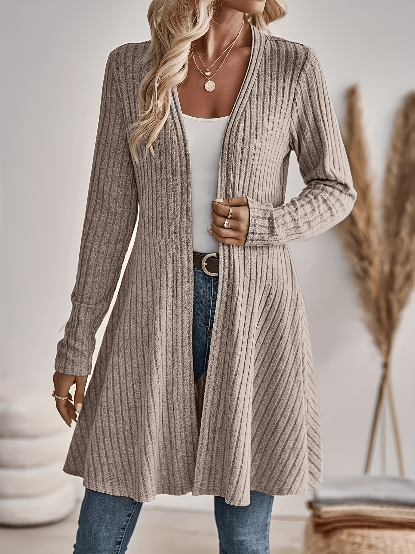 spring autumn womens solid color cardigan ribbed casual jacket