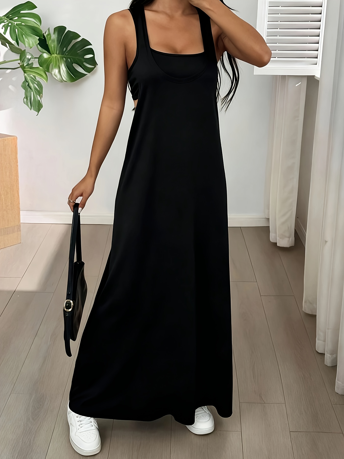   color asymmetrical neckline sleeveless casual dress set is perfect for summer wear Product details 4