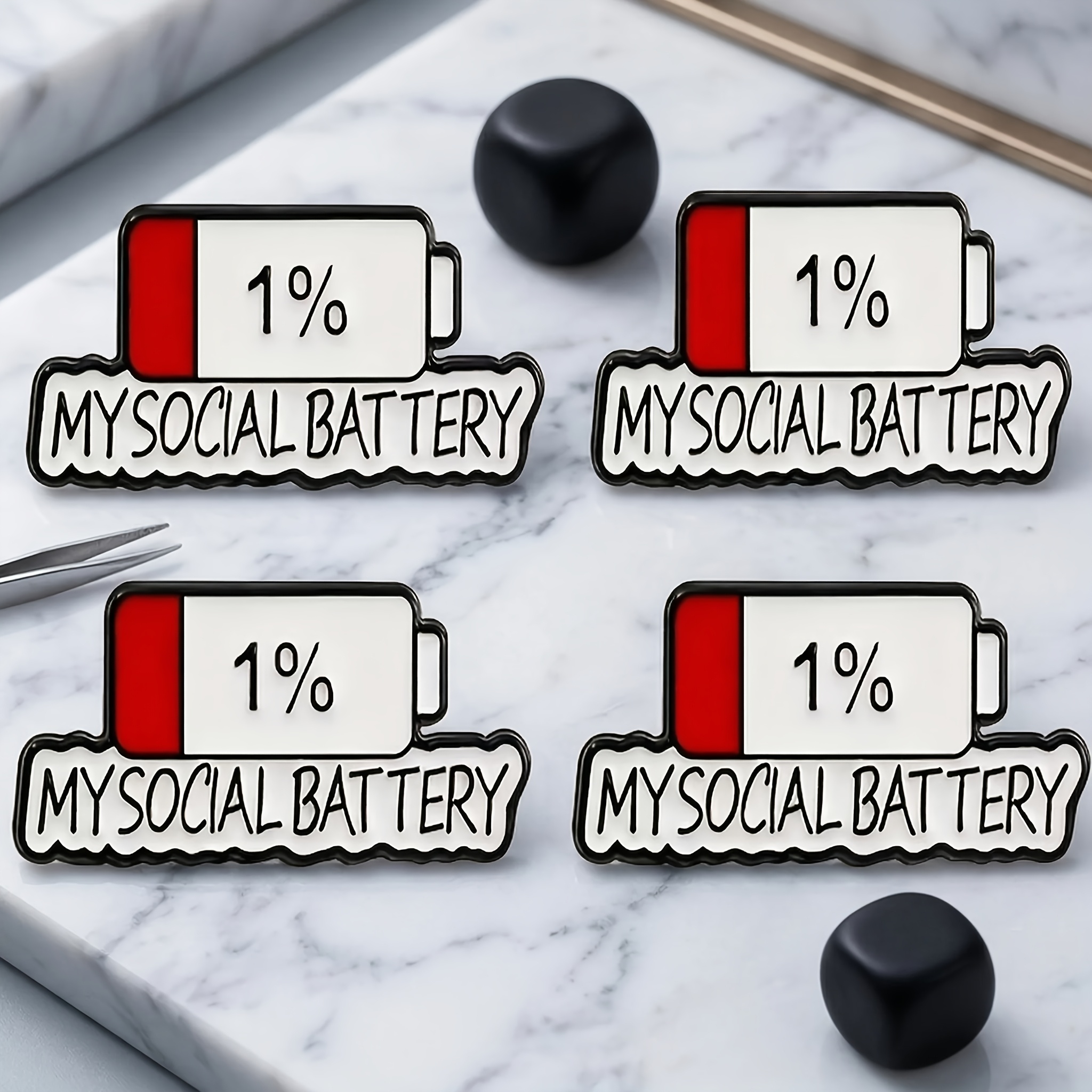 TEMU 4er-Pack Lustige Soziale Macht 1% Abzeichen Lustiges MY Soziale Abzeichen Cowboy Mantel Sweatshirt Tasche Match Kreatives Lustiges Geschenk für
