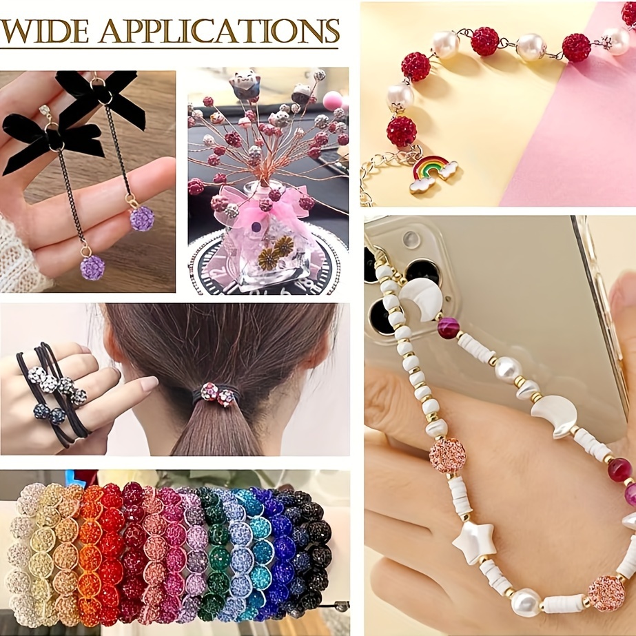 10 Perles Rondes Strass Dorées 10mm - Pour Création Bijoux DIY, Neuf Fabriqué En France