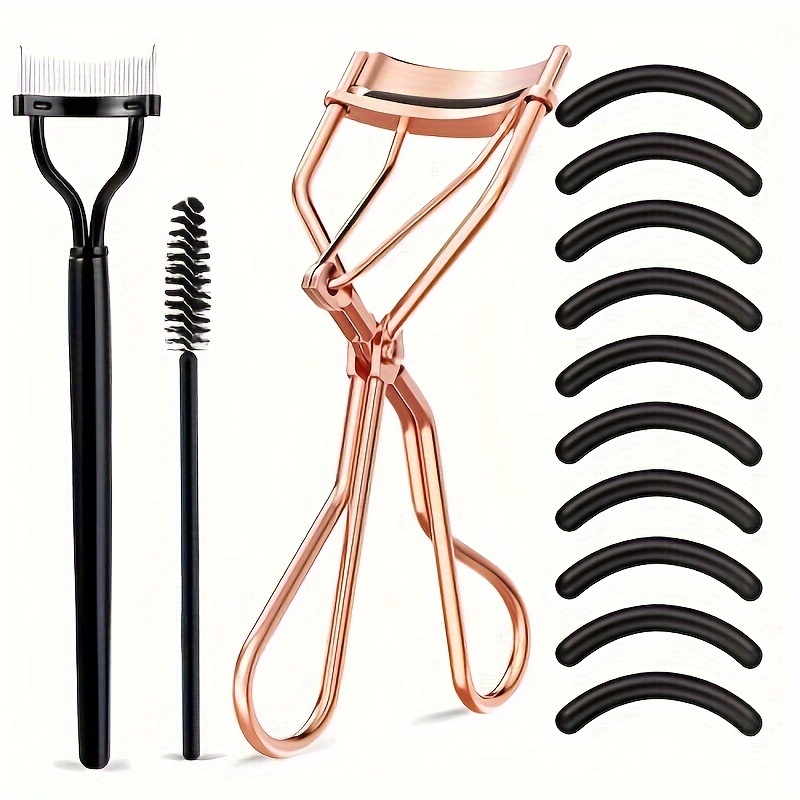 

Eyelash Curler & Eyebrow Brush Set For Women - Includes Lash Separator Comb, Silicone Refill Pads, No Battery Needed