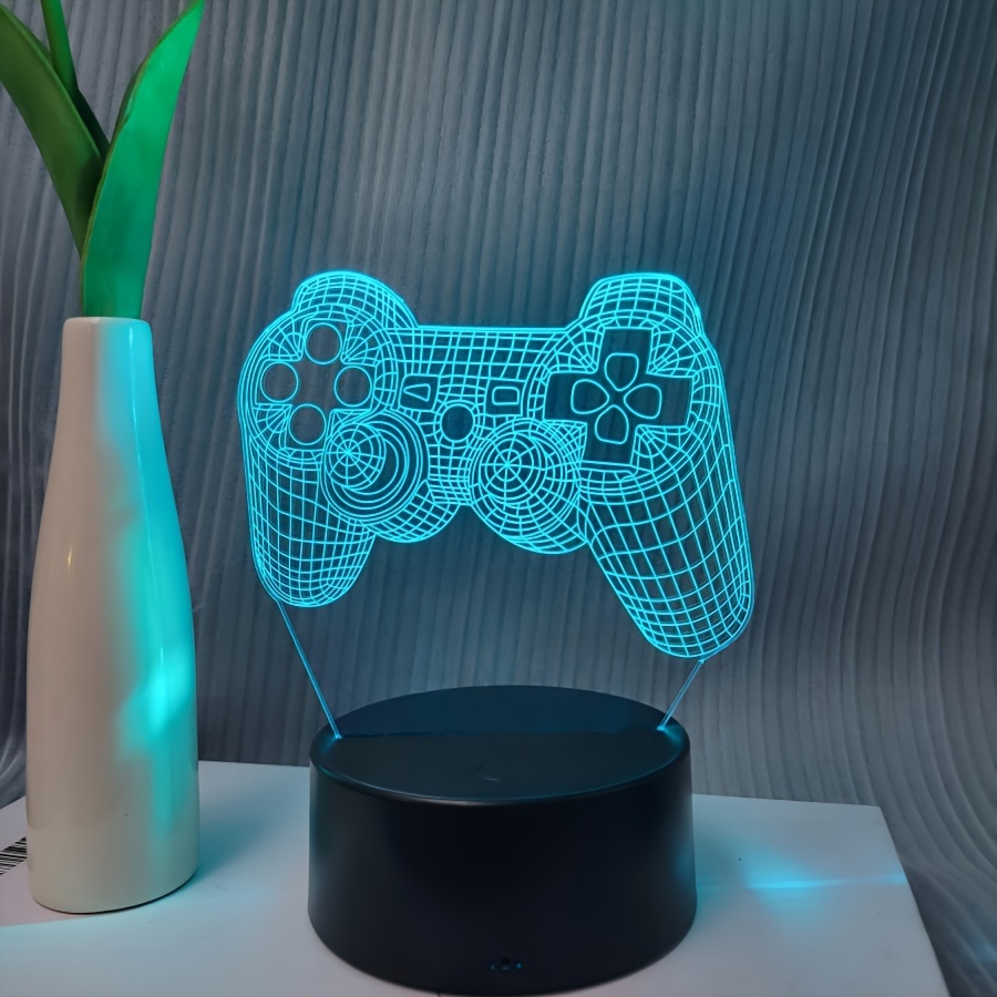 

1pc 7 Colors Touch Adjustable Light Gamepad 3d Night Light, Nice Game Desktop Atmosphere Ornament, Holiday Gift For Family Friends