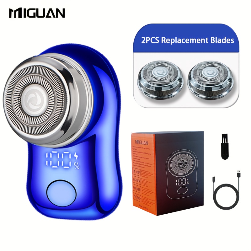 mens mini portable electric shaver with 2 replacement heads usb rechargeable electric razor with led display pocket type razor capsule shaver   220mah lithium battery stainless steel spiral shaver  
