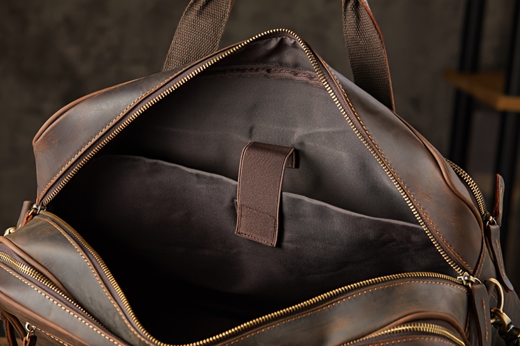 Crazy Horse Genuine Leather Scratch Repairable Men's Handbag, Handmade Vintage Crazy Horse Genuine Leather Tote Bag, Large Capacity Laptop Bag, Men's Single-Shoulder Crossbody Bag, Genuine Leather Business Briefcase