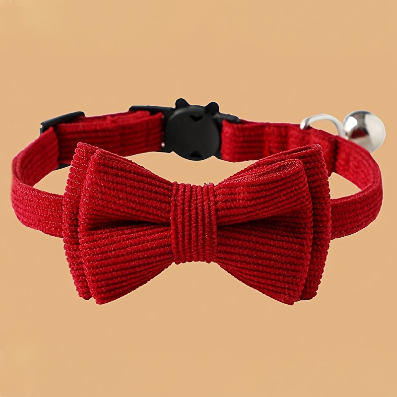 Image of 1pc Valentine's Day Pet Bow Tie, Adjustable Corduroy Collar, Suitable For Cats And Dogs, Used For Valentine's Day