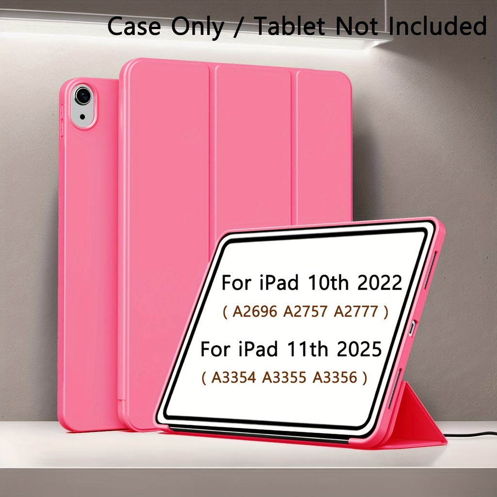 Étui IPad 11e/10e Génération - Trifold, Avec Porte-crayon, Motif Cerise Rose - 4